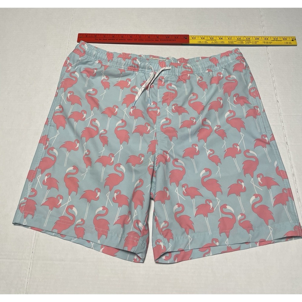 Mens Pink Flamingo Board Shorts Trunks Elysian Size Large EUC Swim Lined
